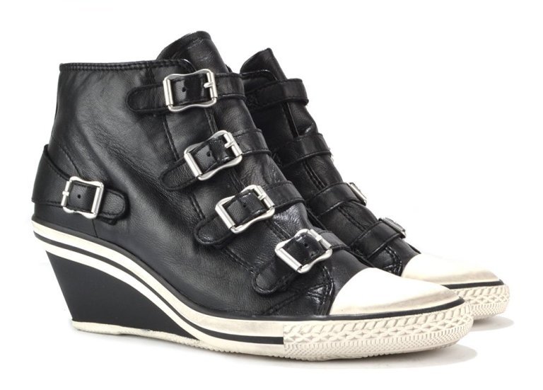 Ash Wedge Black Leather