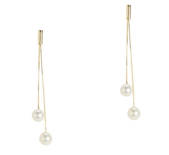 Kenneth Jay Lane Double Pearl Drop Earrings