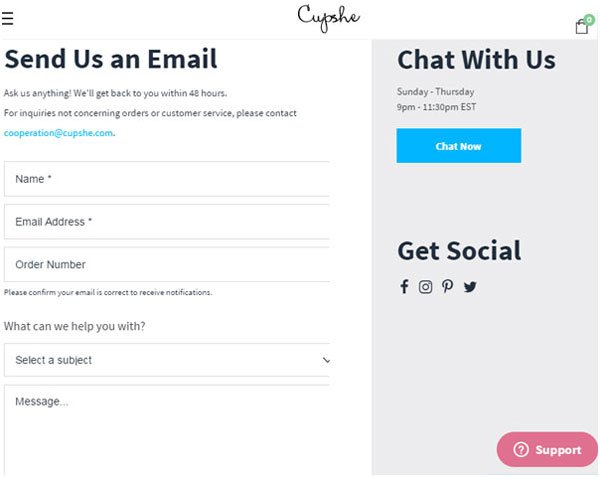 Loging For Cupshe’s Customer Service