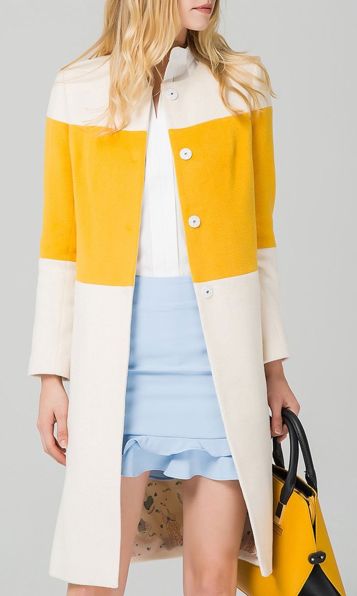 Eavnos Wool Blend Color Block Coat