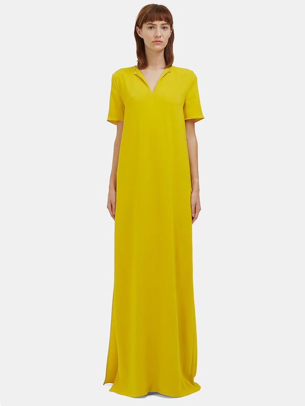 women’s long oversized yellow t-shirt dress