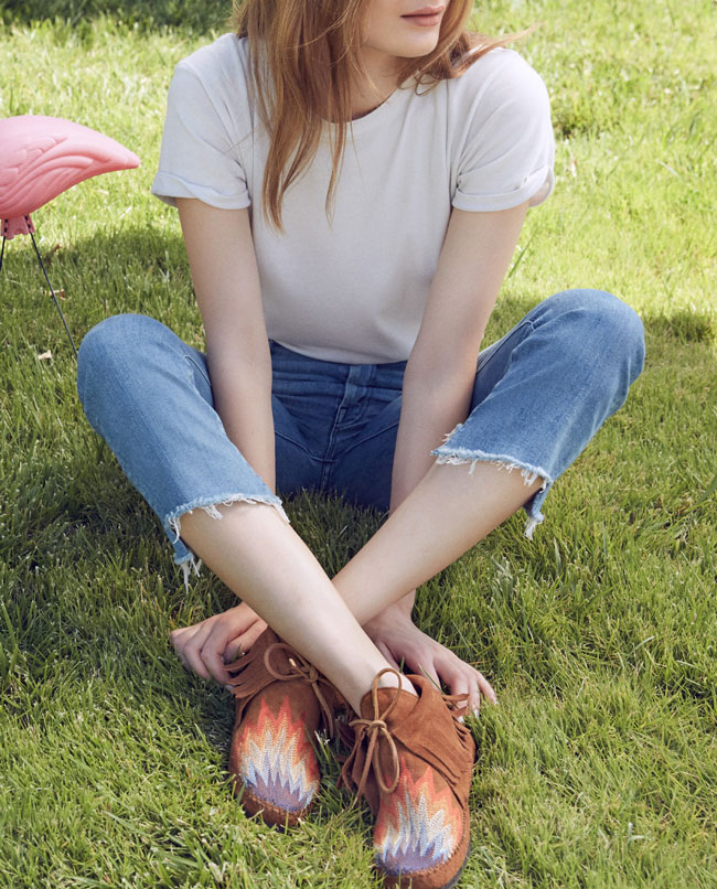 Mother Denim and Minnetonka Moccasins are Bringing 70s Back