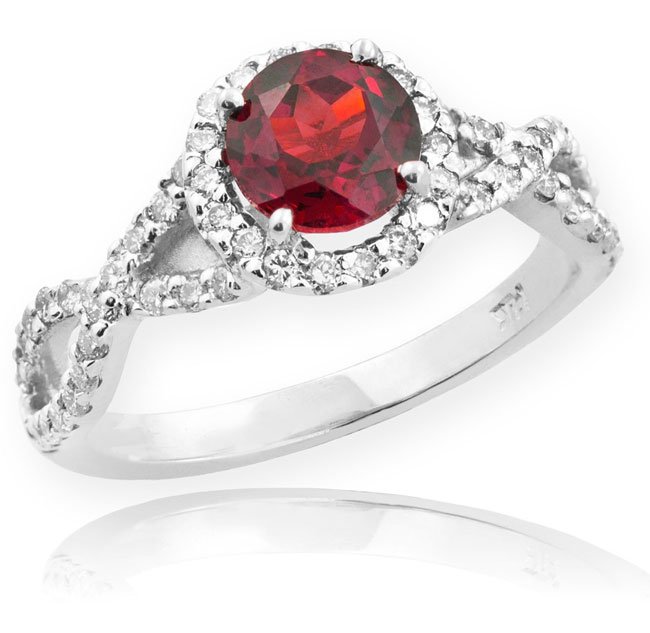 Ruby and Diamond Infinity Ring White Gold