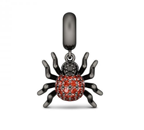 Spider Garnet CZ Dangle Charm